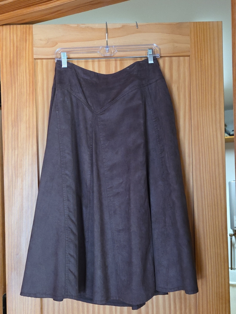 Coldwater Creek Dark Brown Suede-Look A-Line Skirt